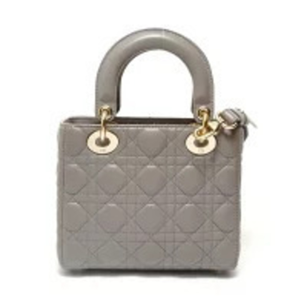 Christian Dior Lambskin Lady Cannage Handbag Gray